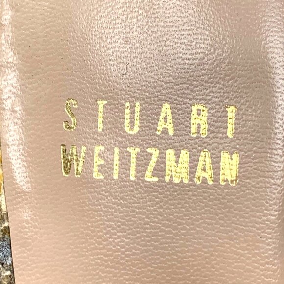 Stuart Weitzman Reptile Embossed Leather Slingback‎ Kitten Heels - Picture 3 of 14
